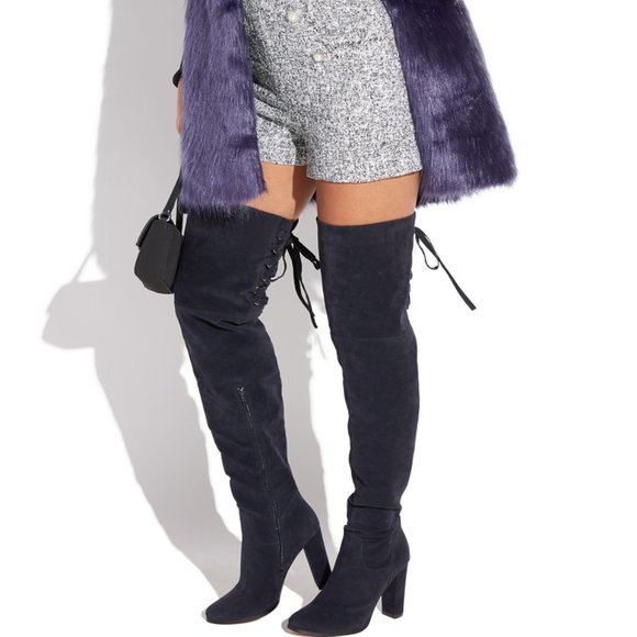 Shoe Dazzle Shoes - NEW Maelynn Thigh High Black Boots Womens Sz 11